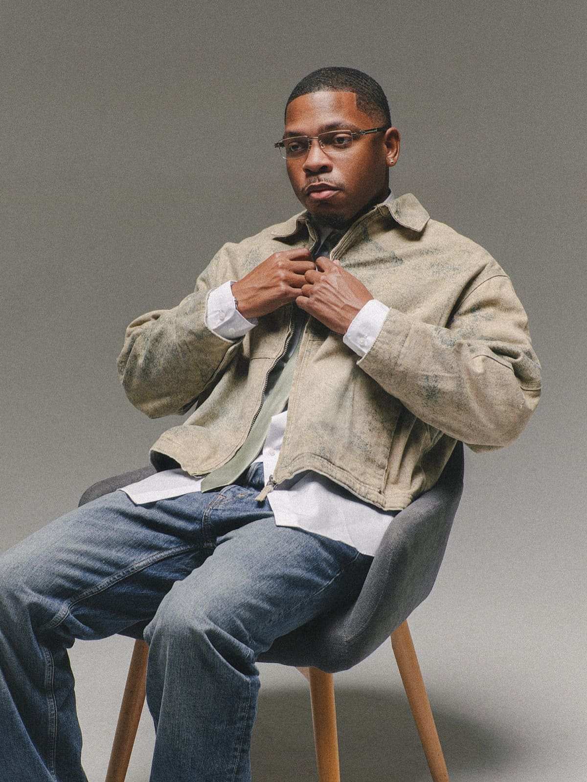 Octavious Mann seated in the studio